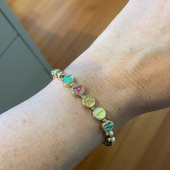 Personalized “Maxim” Baublebar PISA Beaded Gold Bracelet - Picture 2 of 3